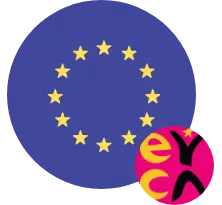 Bandera de la Unión Europea con el logo de la European Youth Card Association
